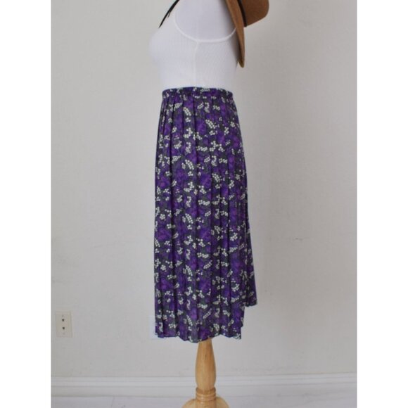 Vintage 90s Floral Botanical Poly/Rayon Midi‎ Skirt size 12 | 34waist - Picture 5 of 9
